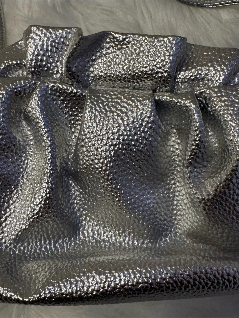 Metallic Silver Ruched crossbody bag